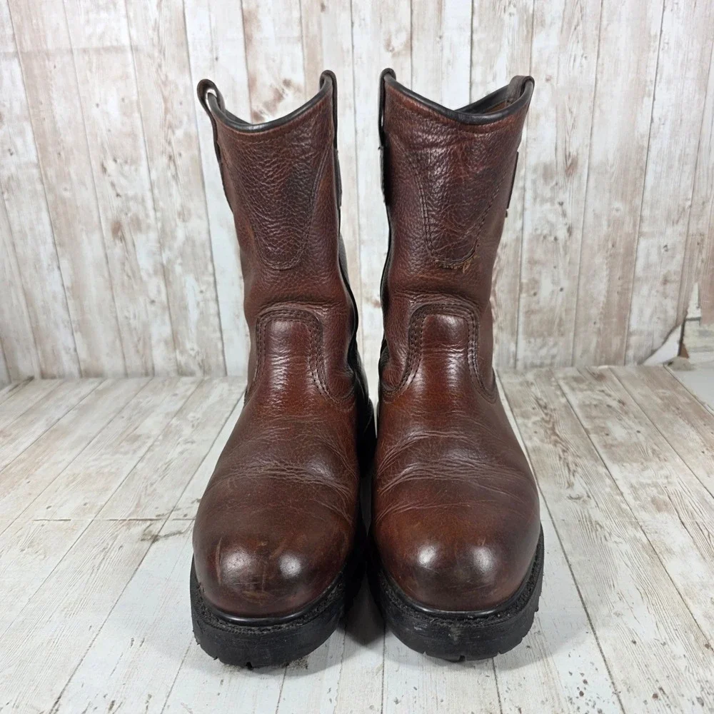 Carhartt Mens 9.5 E2 Brown Leather Wellington Work Boots Vibram EH 3709 - Picture 2 of 8